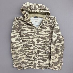 HM LOGG Mens Tiger Stripe Camo Hooded Utility Jacket Tan Brown Large